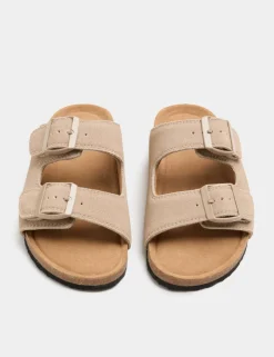 Kids' Suede Double Buckle Footbed Sandals (3 Large-7 Large)