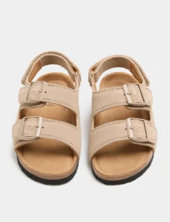 Kids' Suede Double Buckle Footbed Sandals (4 Small-2 Large)