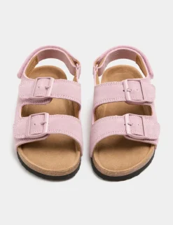 Kids' Suede Double Buckle Footbed Sandals (4 Small-2 Large)