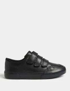 Kids' Triple Riptape Leather School Shoes (2½ Large - 9 Large)