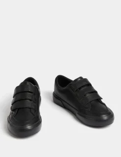 Kids' Triple Riptape Leather School Shoes (2½ Large - 9 Large)