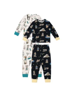 Kids Two Pack Dog Print Crew Neck Pyjama Set