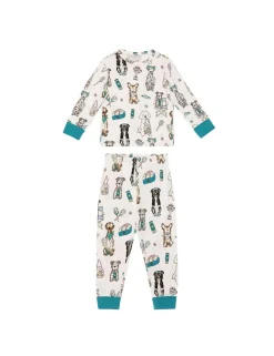 Kids Two Pack Dog Print Crew Neck Pyjama Set