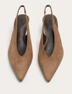 Kitten Heel Pointed Slingback Shoes