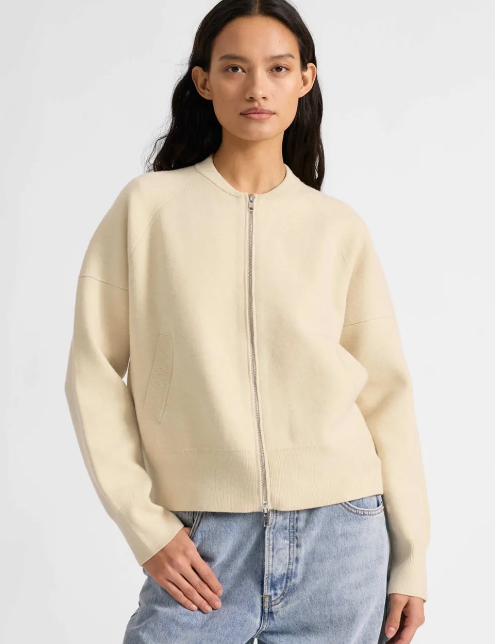 Knitted Bomber Jacket with Wool
