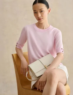 Knitted Crew Neck Top with Merino Wool