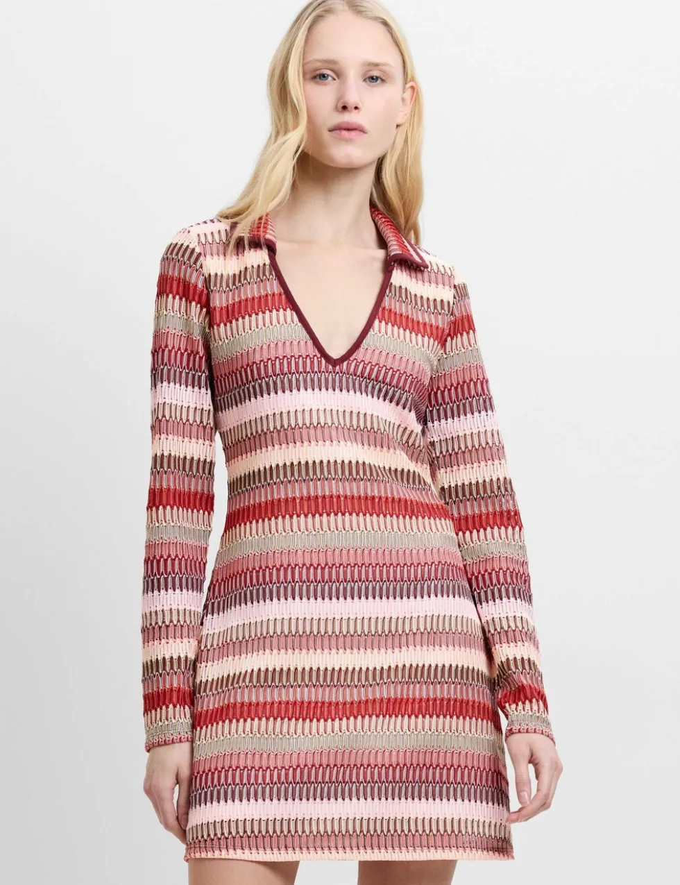 Knitted Striped Mini Shift Dress