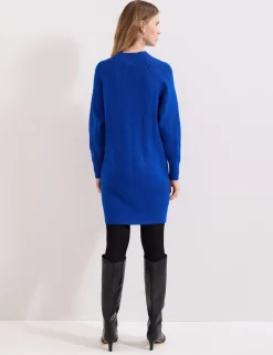 Knitted Textured Round Neck Mini Jumper Dress