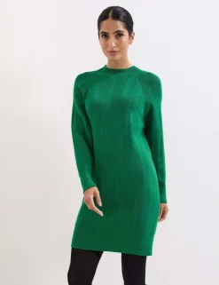 Knitted Textured Round Neck Mini Jumper Dress