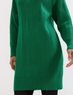 Knitted Textured Round Neck Mini Jumper Dress