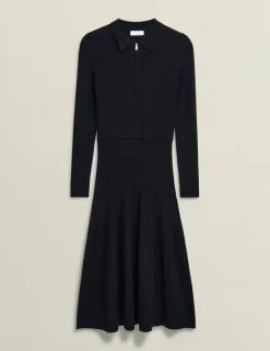 Knitted Zip Neck Midi Dress