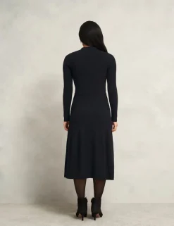 Knitted Zip Neck Midi Dress