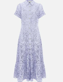 Lace Collared Midi Shirt Dress