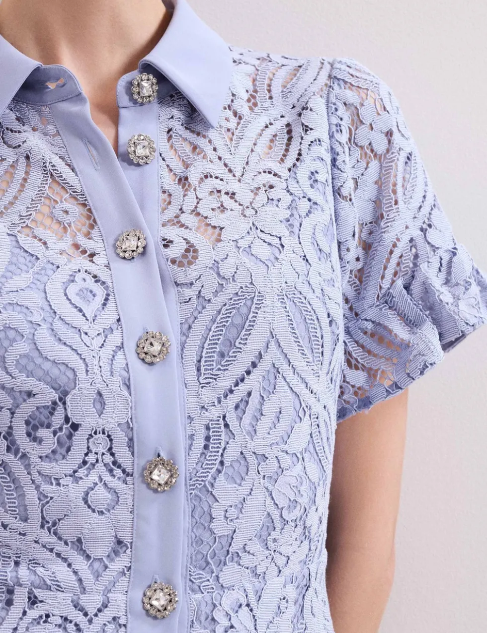 Lace Collared Midi Shirt Dress