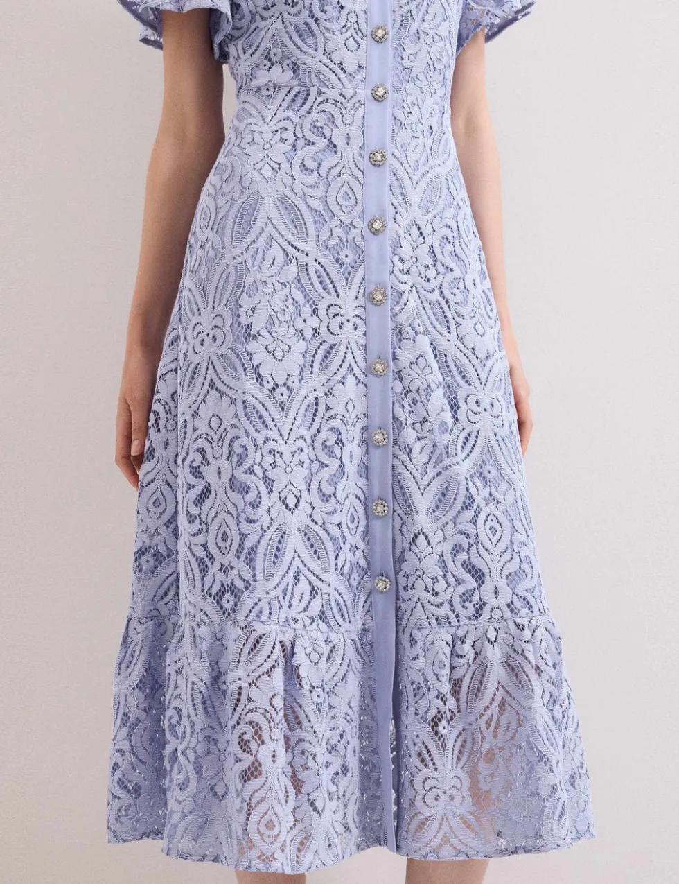 Lace Collared Midi Shirt Dress