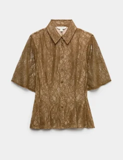 Lace Collared Waisted Shirt