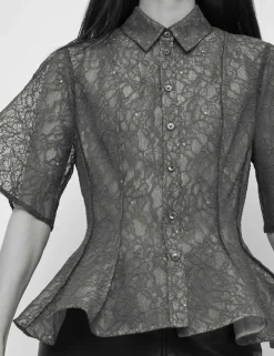 Lace Collared Waisted Shirt