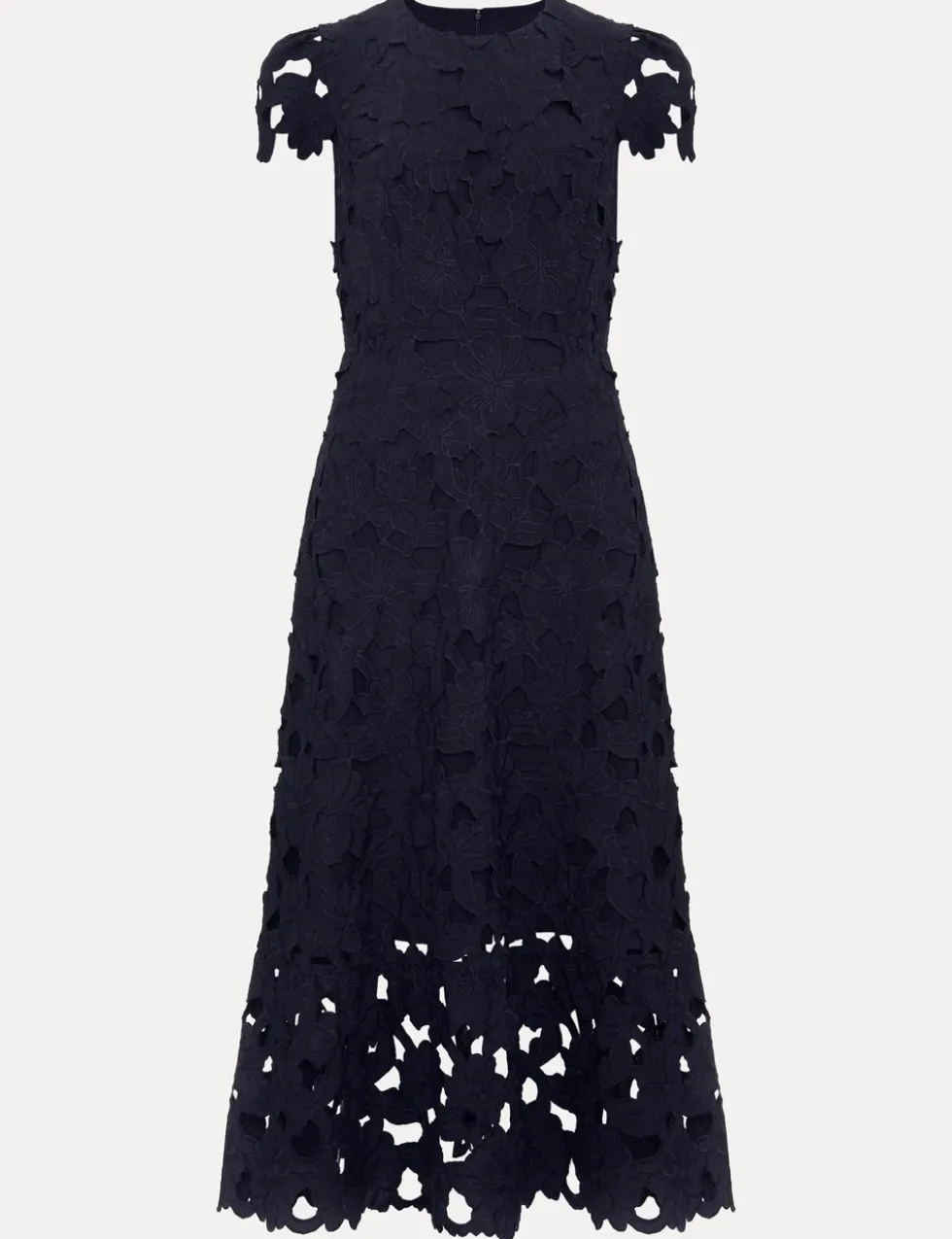 Lace Cutwork Detail Midi Skater Dress