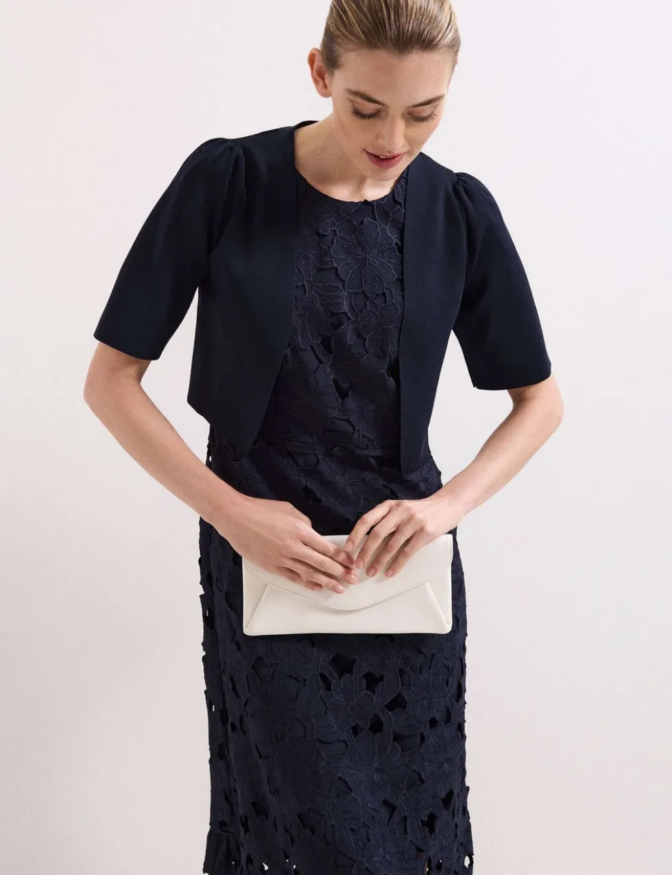 Lace Cutwork Detail Midi Skater Dress