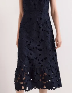 Lace Cutwork Detail Midi Skater Dress