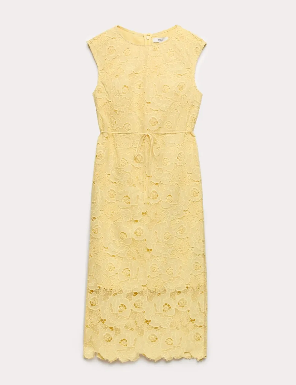 Lace Cutwork Detail Midi Column Dress