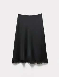 Lace Detail Knee Length Slip Skirt