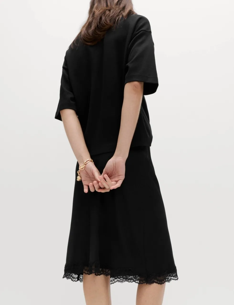 Lace Detail Knee Length Slip Skirt