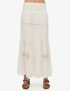Lace Detail Maxi Tiered Skirt