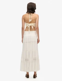 Lace Detail Maxi Tiered Skirt
