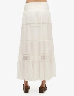 Lace Detail Maxi Tiered Skirt