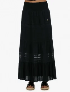 Lace Detail Maxi Tiered Skirt