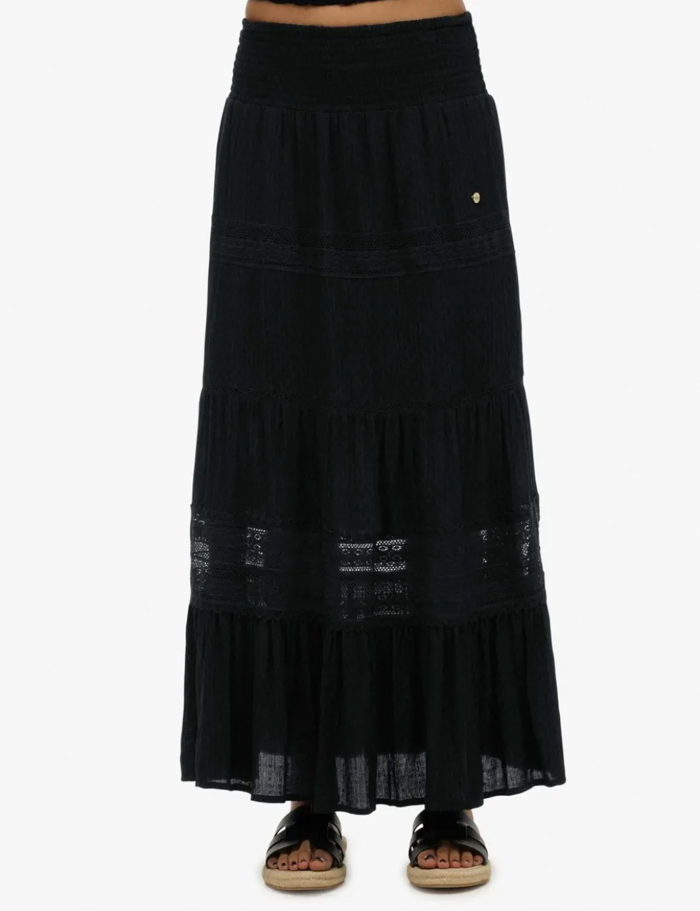 Lace Detail Maxi Tiered Skirt