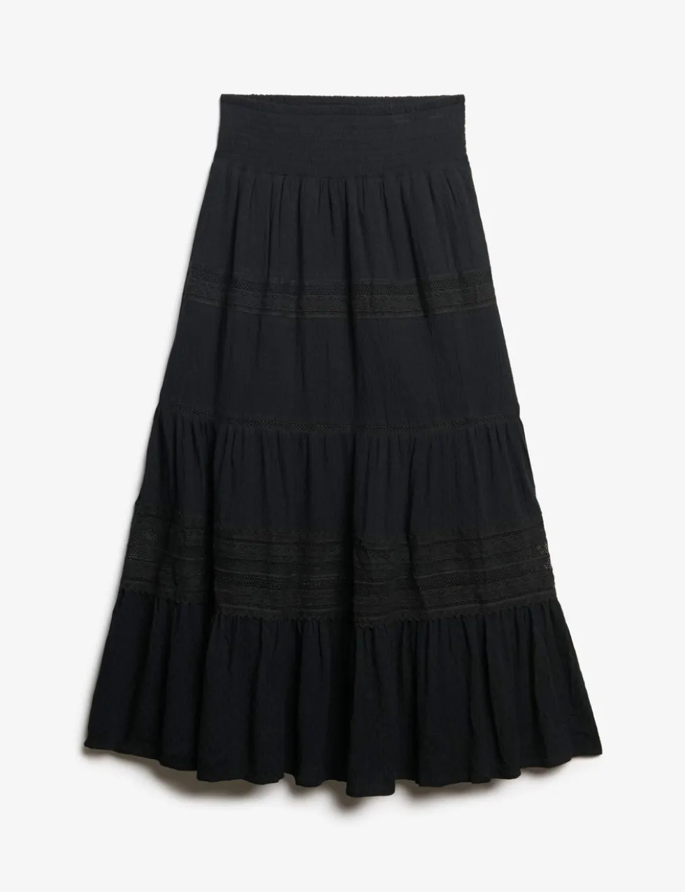Lace Detail Maxi Tiered Skirt