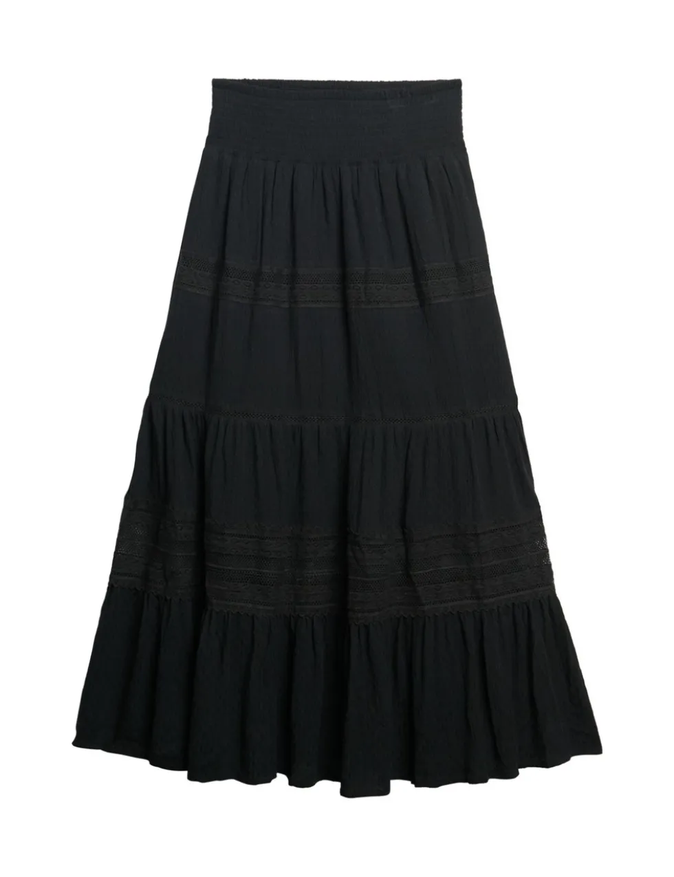 Lace Detail Maxi Tiered Skirt
