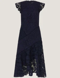 Lace Floral Round Neck Midi Tea Dress