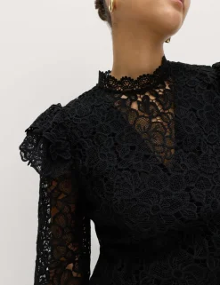 Lace High Neck Mini Column Dress