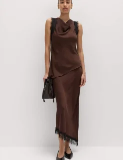 Lace Insert Draped Top