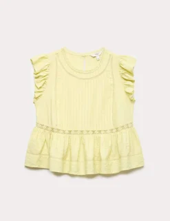 Lace Insert Ruffle Top
