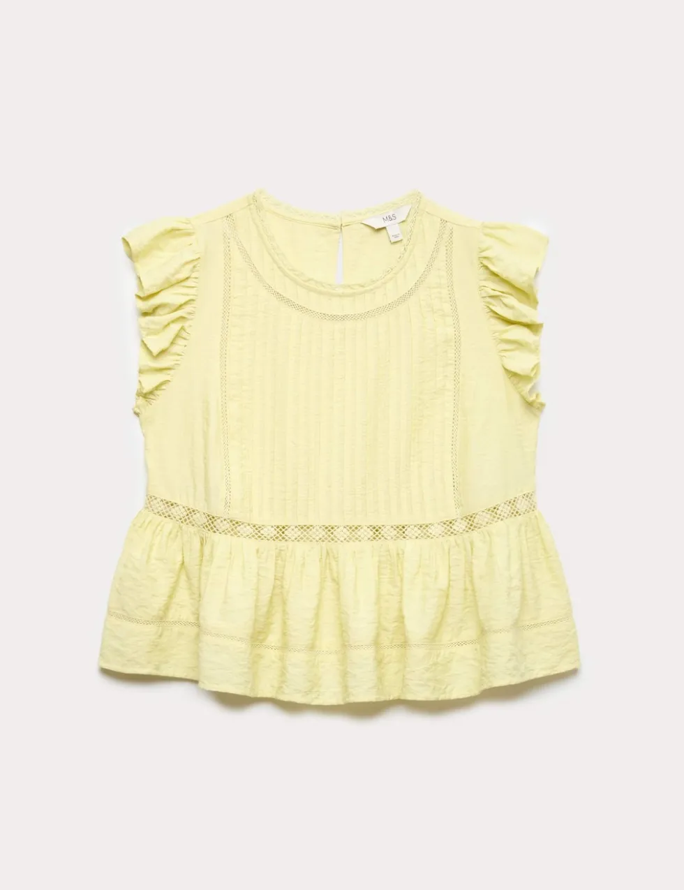 Lace Insert Ruffle Top