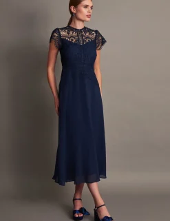 Lace Midi Waisted Dress