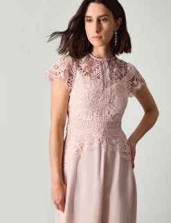 Lace Midi Waisted Dress