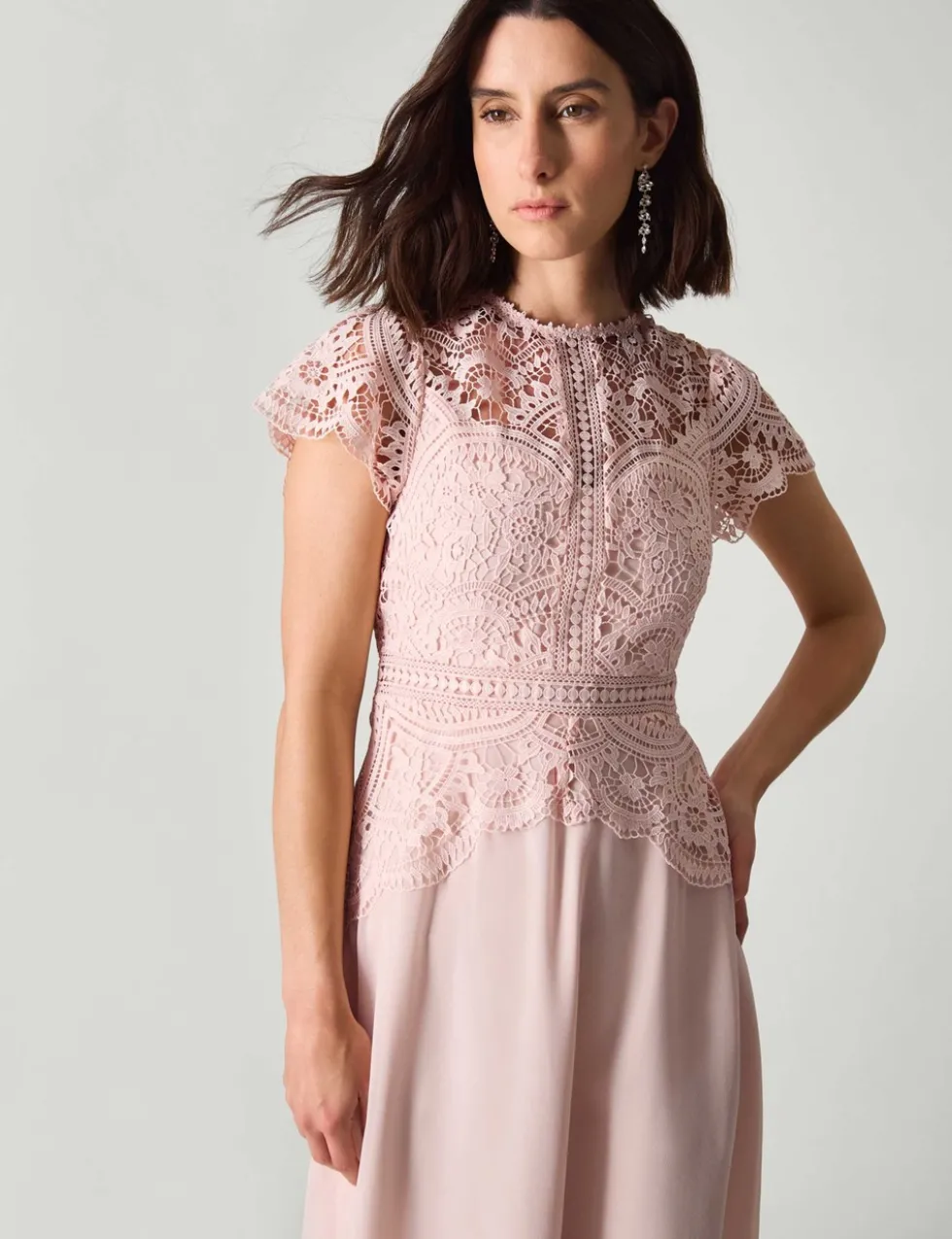 Lace Midi Waisted Dress