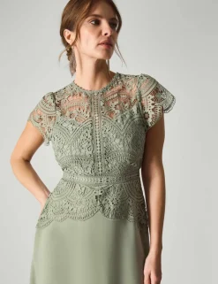Lace Midi Waisted Dress