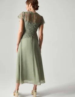 Lace Midi Waisted Dress