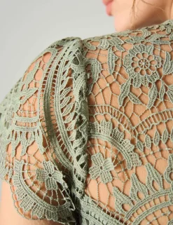 Lace Midi Waisted Dress