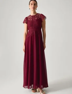 Lace Round Neck Maxi Skater Dress