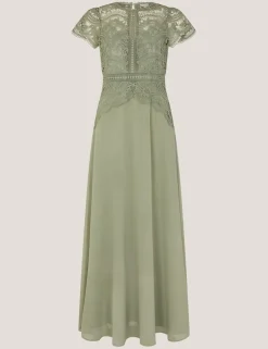 Lace Round Neck Maxi Skater Dress