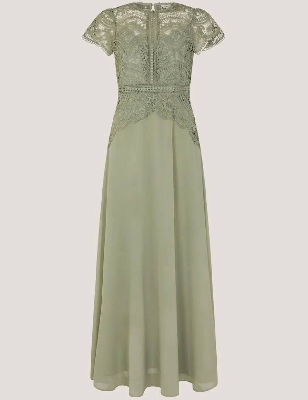 Lace Round Neck Maxi Skater Dress