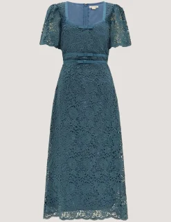 Lace Square Neck Midi Shift Dress