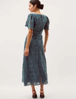 Lace Square Neck Midi Shift Dress